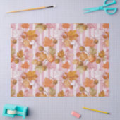 Roze herfstbladeren en eikels Patroon - Herfst Tissuepapier (Craft)