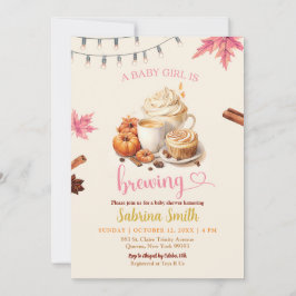 Roze herfstbladeren Pumpkin Coffee Baby shower Kaart