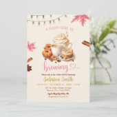 Roze herfstbladeren Pumpkin Coffee Baby shower Kaart (Staand voorkant)