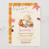 Roze herfstbladeren Pumpkin Coffee Baby shower Kaart (Voorkant / Achterkant)