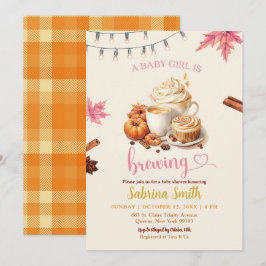 Roze herfstbladeren Pumpkin Coffee Baby shower Kaart