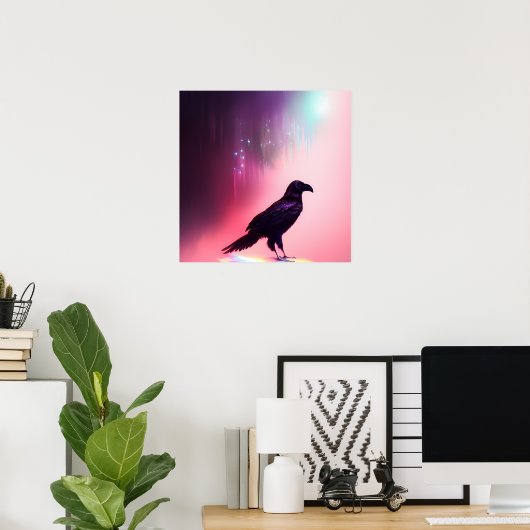 Roze Herfsten Raven Poster (Thuiskantoor)