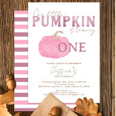 Roze herfstpompoen 1e verjaardagsfeest uitnodiging