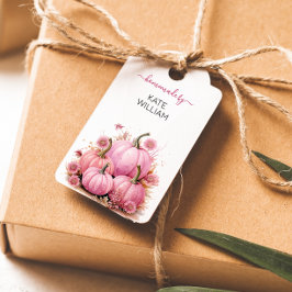 Roze herfstthema-label voor zelfgemaakte artikelen cadeaulabel
