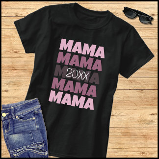 Roze Herhaalde Typografie Bevorderd Tot Mama 2026 T-shirt