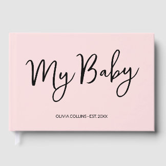 Roze herinneringsbabyboek met schrift voor moeder gastenboek