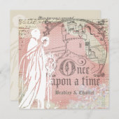 Roze Herringbone eens op een Tijdhuwelijk uitnodig Kaart (Voorkant / Achterkant)