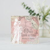 Roze Herringbone eens op een Tijdhuwelijk uitnodig Kaart (Staand voorkant)