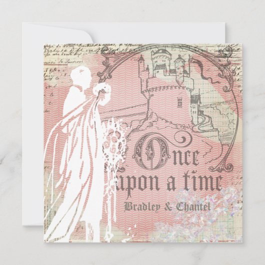 Roze Herringbone eens op een Tijdhuwelijk uitnodig Kaart (Voorkant)