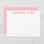 Roze herringbone Pattern Hartelijk dank voor uw op Kaart (Voorkant / Achterkant)
