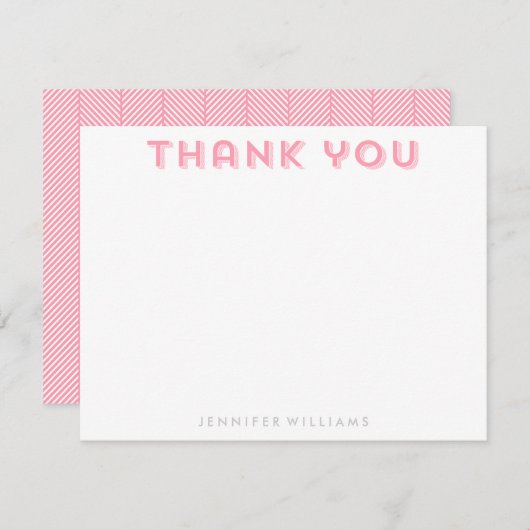 Roze herringbone Pattern Hartelijk dank voor uw op Kaart (Voorkant / Achterkant)
