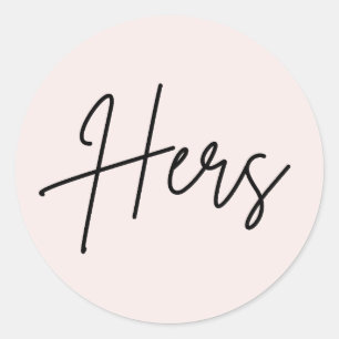 Roze Hers sticker voor bruiloft welkomsttas sticke
