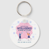 Roze hersenen illustratie Kunstmatige Intelligenti Sleutelhanger (Voorkant)