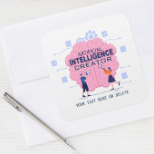 Roze hersenen illustratie Kunstmatige Intelligenti Vierkante Sticker