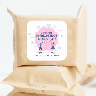 Roze hersenen illustratie Kunstmatige Intelligenti Vierkante Sticker