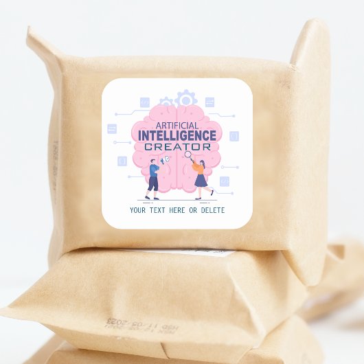 Roze hersenen illustratie Kunstmatige Intelligenti Vierkante Sticker