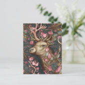 Roze hert zich in het bos Briefkaart (Staand voorkant)