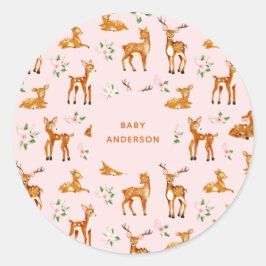 Roze Herten Baby shower Ronde Sticker