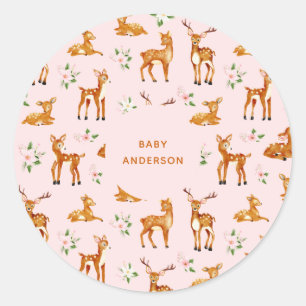 Roze Herten Baby shower Ronde Sticker