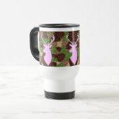Roze herten en glitter camo reismog reisbeker (Voorkant links)