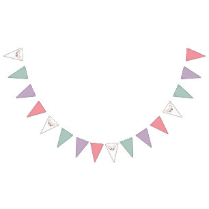 Roze hertenhoorns & feestslinger verjaardagsdecor vlaggetjes