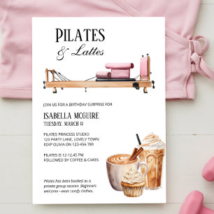Roze hervormer Pilates en lattes verjaardag Kaart