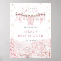 Roze Het Dorp Christmas Baby Shower Meisje