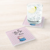 Roze het is altijd Tea Time Quote Teacups Cute Par Glazen Onderzetter (Schuin)