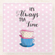 Roze het is altijd Tea Time Quote Teacups Cute Par