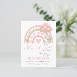 Roze het is een Baby shower voor de begroting van  Briefkaart