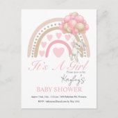 Roze het is een Baby shower voor de begroting van  Briefkaart (Voorkant)
