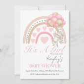 Roze Het is een Baby shower voor de Waterverf van  Kaart (Voorkant)