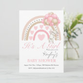 Roze Het is een Baby shower voor de Waterverf van  Kaart (Staand voorkant)