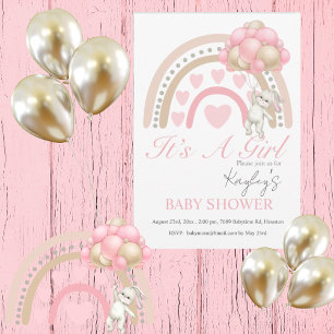 Roze Het is een Baby shower voor de Waterverf van  Kaart