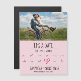 Roze Het is een Date Custom Photo Verloving Magnetische Uitnodiging