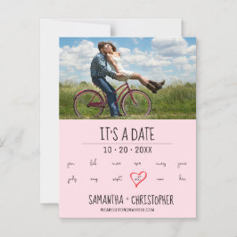 Roze Het is een Date Custom Photo Verloving Magnetische Uitnodiging