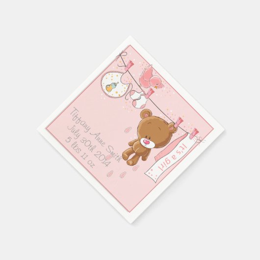 Roze Het is een Girl Baby shower Party Napkins Servetten (Hoek)