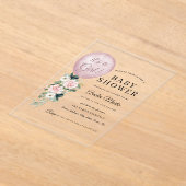 Roze Het is een Girl Balloon Baby shower Acryl Uitnodigingen (Laagn)