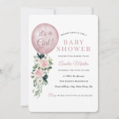 Roze Het is een Girl Balloon Baby shower Kaart (Voorkant)