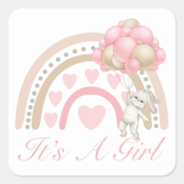 Roze Het is een Girl Rainbow-Baby shower Vierkante Sticker