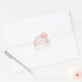 Roze Het is een Girl Rainbow-Baby shower Vierkante Sticker (Envelop)