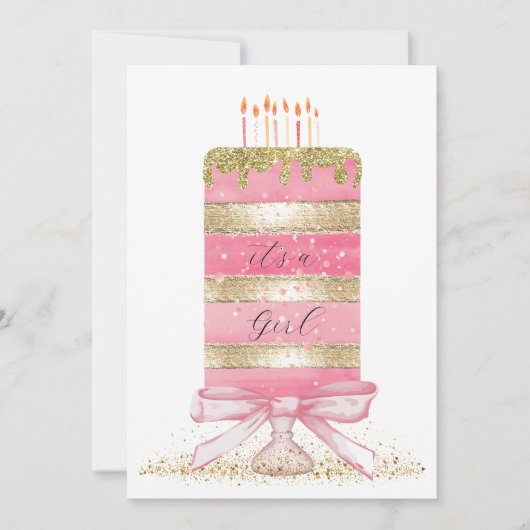 Roze "het is een meisje" Baby shower Kaart (Voorkant)