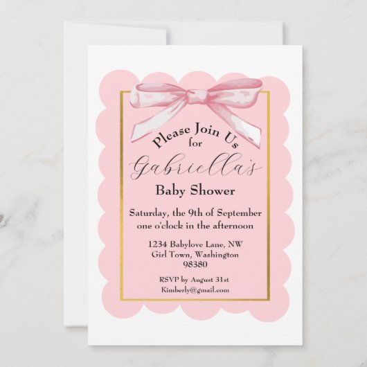 Roze "het is een meisje" Baby shower Kaart (Achterkant)