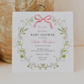 Roze Het is een Meisje Bloemen Bow Baby shower Kaart