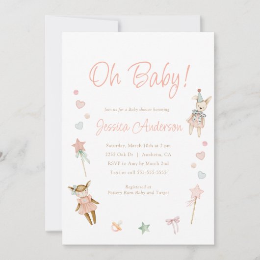 Roze Het is een Meisje  Speelgoed Rustiek Baby sho Kaart (Voorkant)