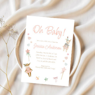 Roze Het is een Meisje Speelgoed Rustiek Baby sho Kaart