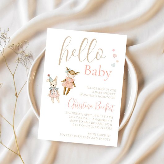 Roze Het is een Meisje  Speelgoed Rustiek Baby sho Kaart