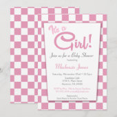 Roze Het is een meisje van 50 jaar, Diner Baby sho Kaart (Voorkant / Achterkant)