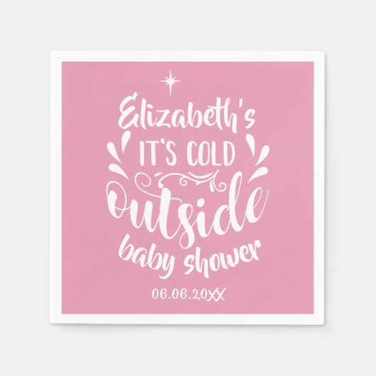 Roze Het is koud buiten Baby Shower/Feestje Servet (Voorkant)