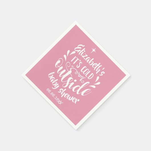 Roze Het is koud buiten Baby Shower/Feestje Servet (Hoek)